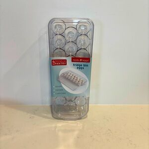 Clear Fridge Bin Egg Holder container Holds 21 Eggs